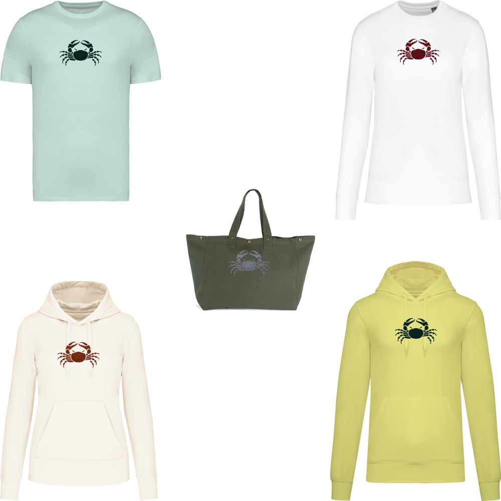 Broderie bouclette - Crabe LE LAIN - Personnalisation à volonté
